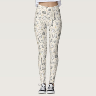 Travel Doodle Seamless Pattern Leggings