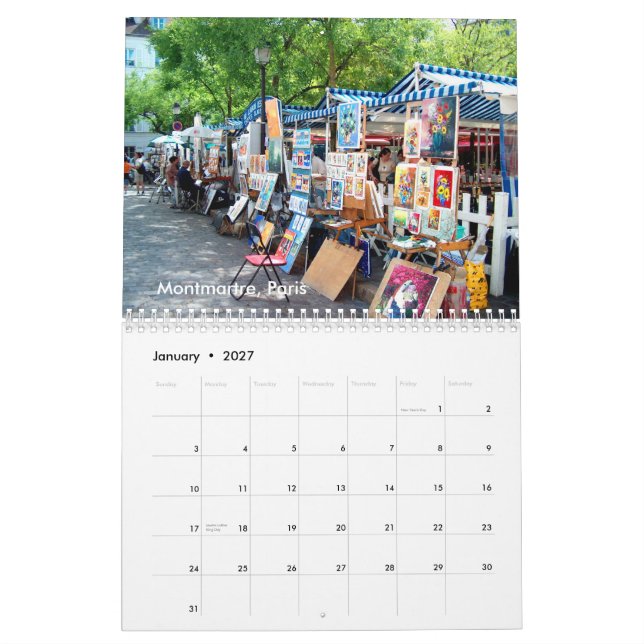 Travel Europe Calendar (Jan 2027)