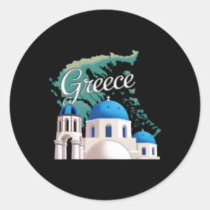 Travel Europe Greece Athens Santorini Crete Greek Classic Round Sticker