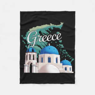 Travel Europe Greece Athens Santorini Crete Greek  Fleece Blanket
