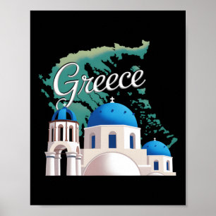 Travel Europe Greece Athens Santorini Crete Greek  Poster