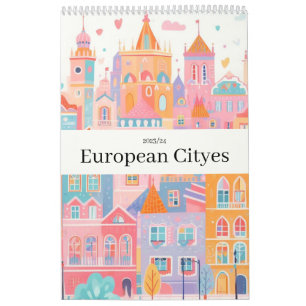 Travel Europe Pink Girly Calendar
