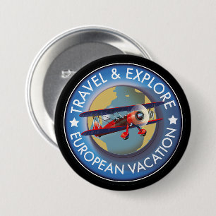 Travel & Explore European Vacation 7.5 Cm Round Badge