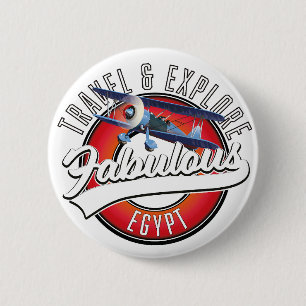 Travel explore fabulous Egypt logo. 6 Cm Round Badge