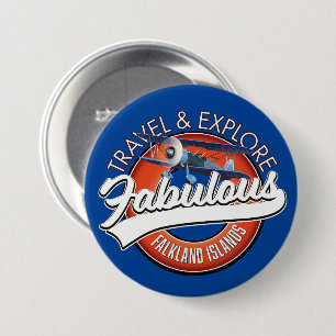Travel explore fabulous Falkland Islands logo 7.5 Cm Round Badge