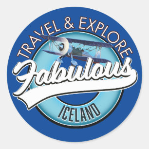 travel explore fabulous Iceland logo Classic Round Sticker