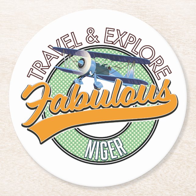 travel explore fabulous Niger logo Round Paper Coaster (Front)
