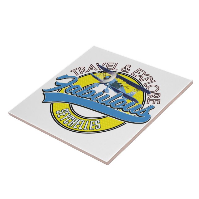travel explore fabulous Seychelles logo Car Magnet Ceramic Tile (Side)