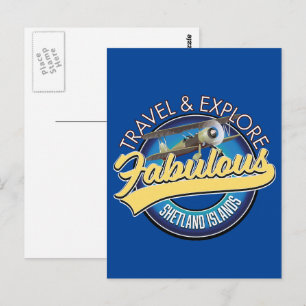 Travel explore fabulous Shetland Islands logo Postcard