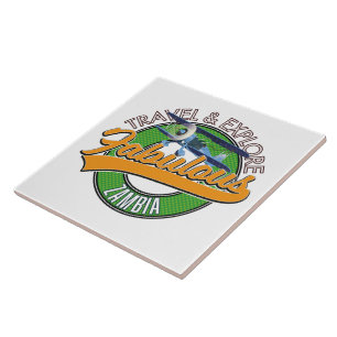 Travel explore fabulous zambia button ceramic tile