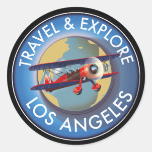 Travel explore Los Angeles logo Classic Round Sticker