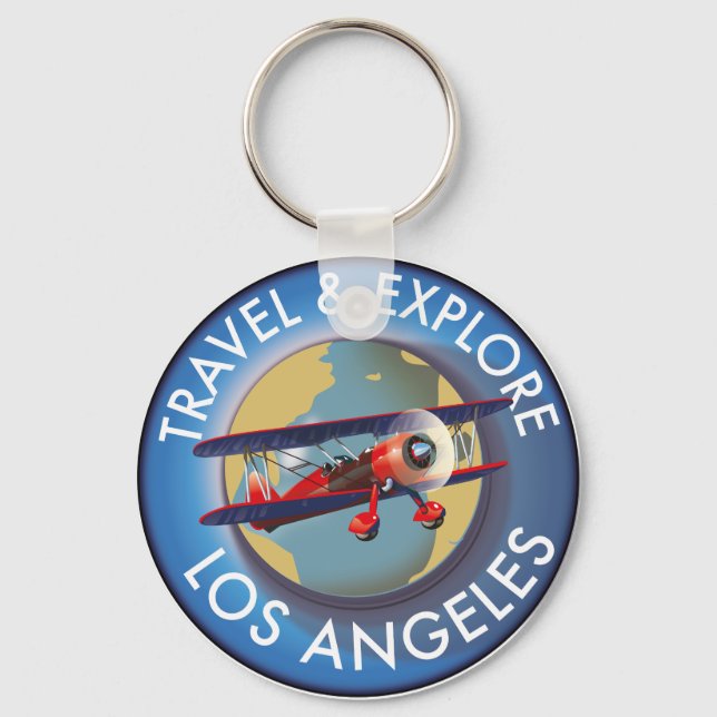 Travel explore Los Angeles logo Key Ring (Front)