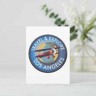 Travel explore Los Angeles logo Postcard