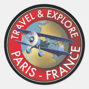 Travel & Explore Paris France Logo Classic Round Sticker