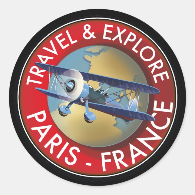 Travel & Explore Paris France Logo Classic Round Sticker (Front)