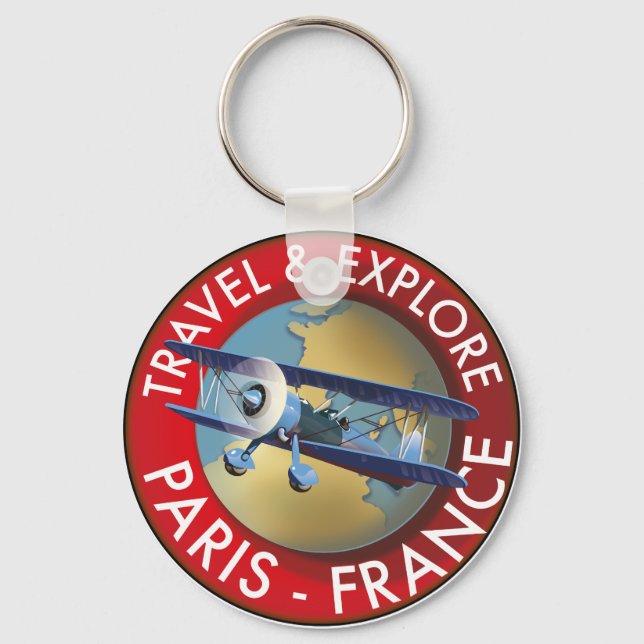 Travel & Explore Paris France Logo Key Ring (Front)