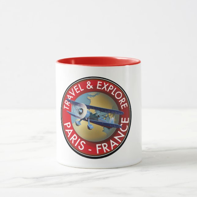 Travel & Explore Paris France Logo Mug (Center)
