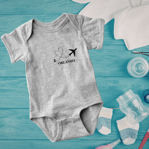 Travel Family Vacation Airplane & Custom Location Baby Bodysuit