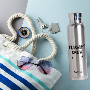 Travel Flight Crew Aeroplane Flying Modern Vacatio Water Bottle