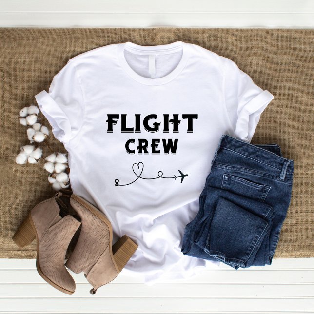 Travel Flight Crew Black Aeroplane Heart Vacation T-Shirt (Creator Uploaded)