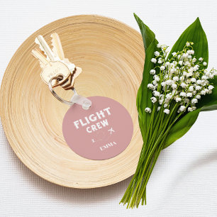 Travel Flight Crew Flying Aeroplane Vacation Pink Key Ring