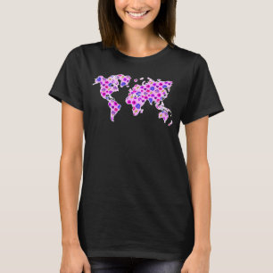 Travel Floral World Map Cute Travel Adventure For T-Shirt