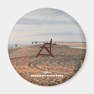 Travel   Florida - Anastasia Red Beach Chair Magnet