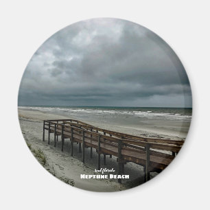 Travel   Florida - Neptune Beach Boardwalk Sunrise Magnet