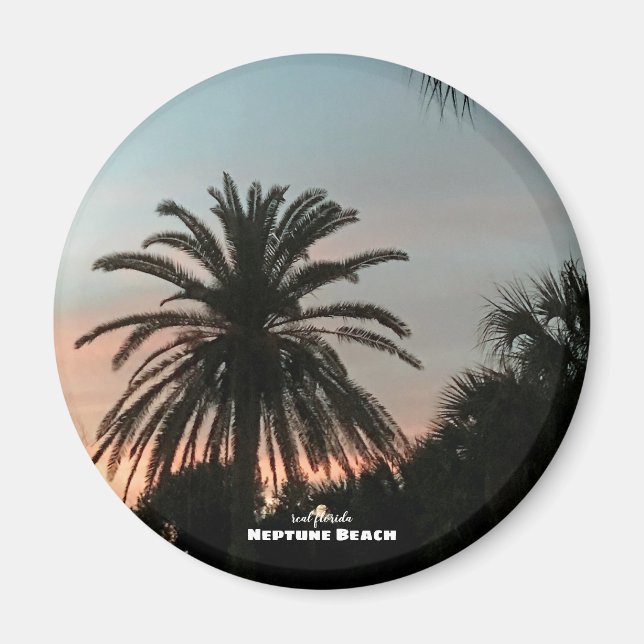 Travel | Florida - Neptune Beach Palm Sunset Magnet (Front)