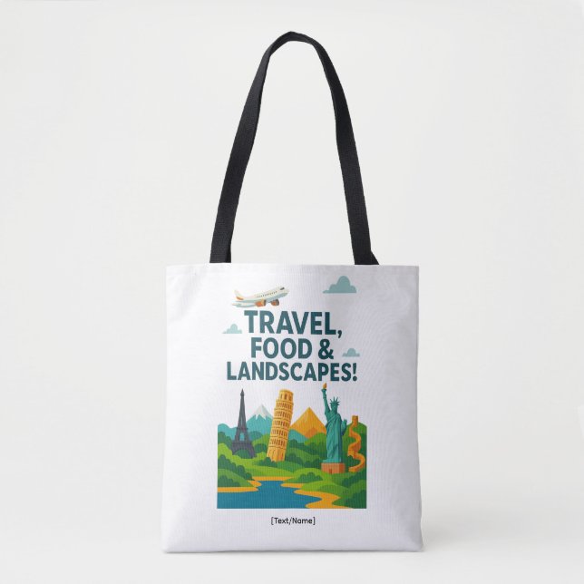 Travel, Food & Landscapes Tote Bag | Add Text/Name (Front)