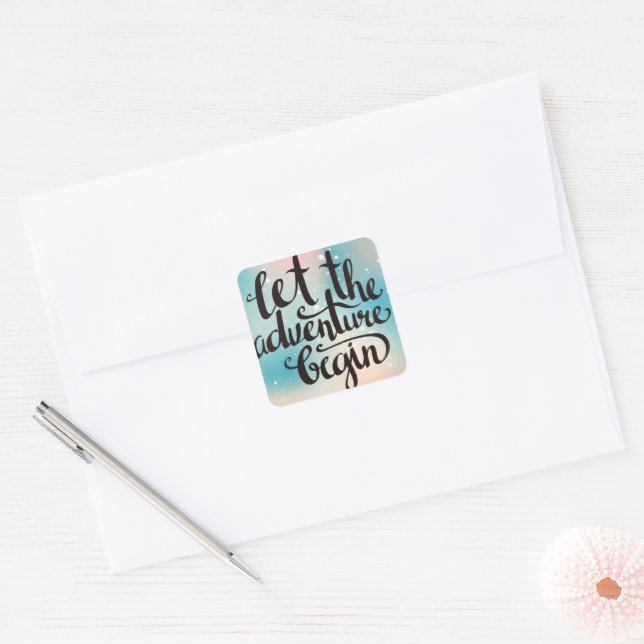 Travel Forest Trees Adventure Begins  Square Sticker (Envelope)