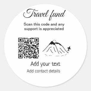 Travel fund vacation honeymoon donation add name classic round sticker