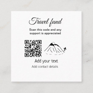 Travel fund vacation honeymoon donation add name  square business card