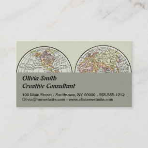 Travel Globe Map Earth 1916 World Atlas Business Card