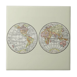 Travel Globe Map Earth 1916 World Atlas Ceramic Tile