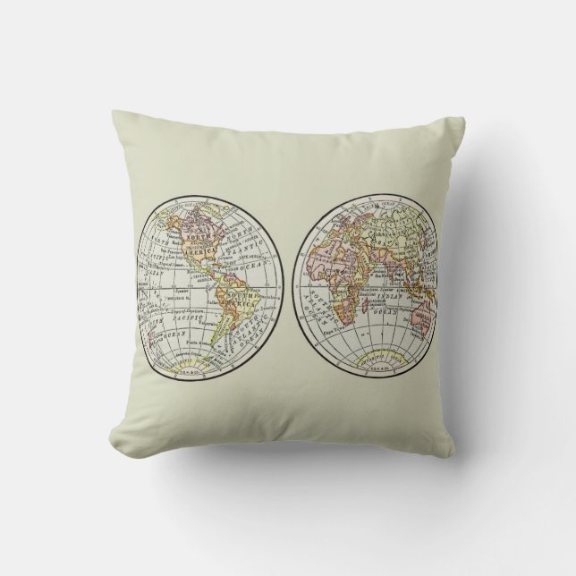 Travel Globe Map Earth 1916 World Atlas  Cushion (Front)