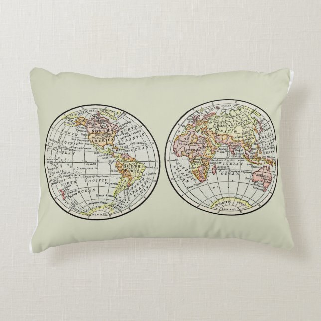 Travel Globe Map Earth 1916 World Atlas  Decorative Cushion (Front)