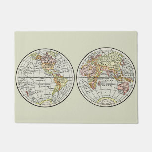 Travel Globe Map Earth 1916 World Atlas  Doormat