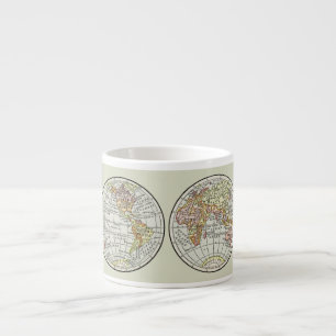Travel Globe Map Earth 1916 World Atlas  Espresso Cup