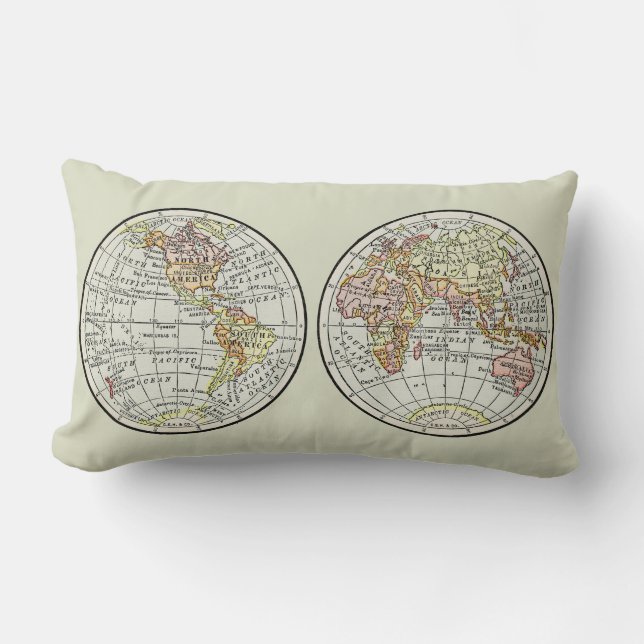 Travel Globe Map Earth 1916 World Atlas  Lumbar Cushion (Front)