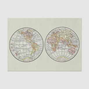 Travel Globe Map Earth 1916 World Atlas  Tissue Paper