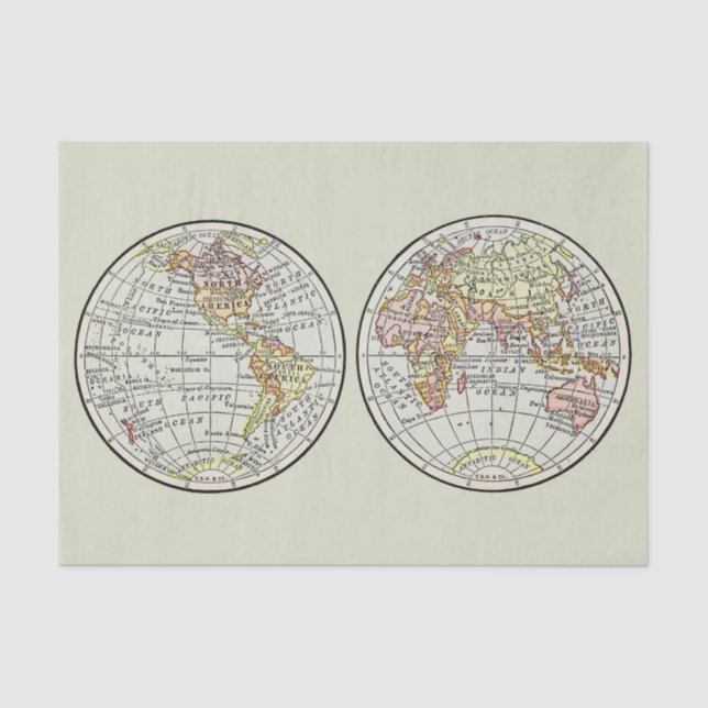 Travel Globe Map Earth 1916 World Atlas  Tissue Paper (Front)
