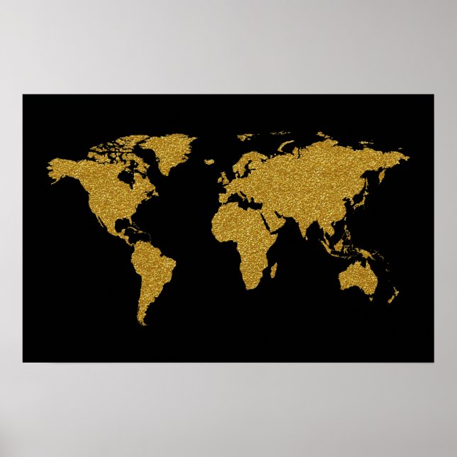 travel golden world map poster (Front)