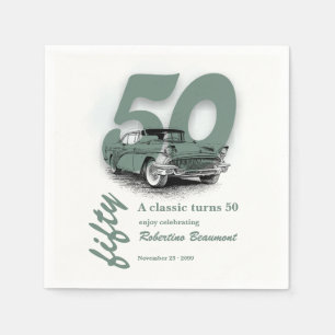 Travel Green Classic Car Turns 50th Birthday Napkin