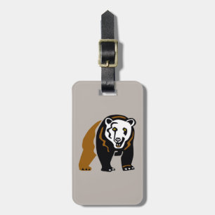 Travel- Hand drawn GRIZZLY Bear - Wildlife - Grey Luggage Tag