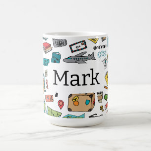 Travel heart London Paris Airplane Trip Traveller Coffee Mug