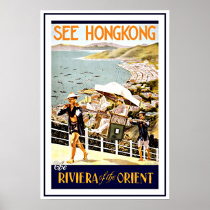Travel Hong Kong Riviera Vintage Poster