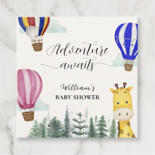 Travel Hot Air Balloon Jungle Giraffe Baby Shower Favour Tags