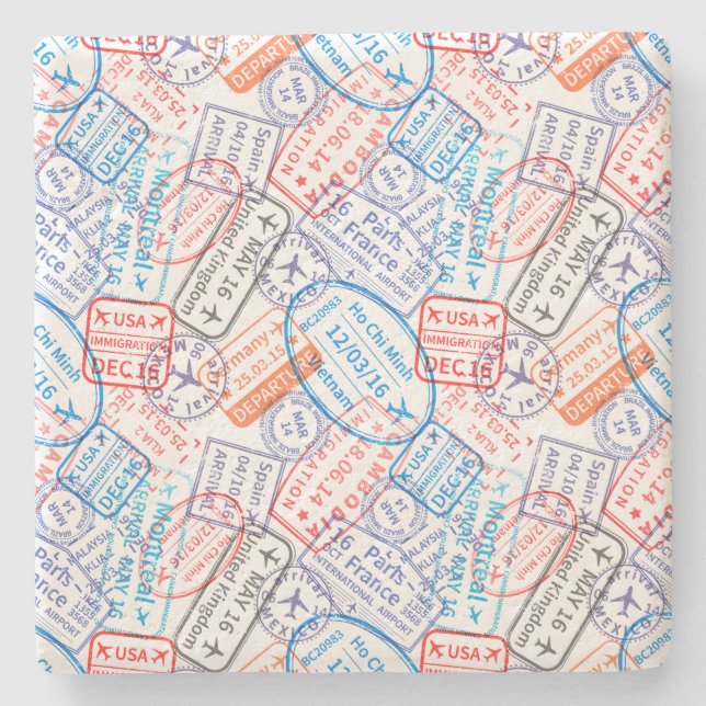 Travel icon stone coaster (Front)