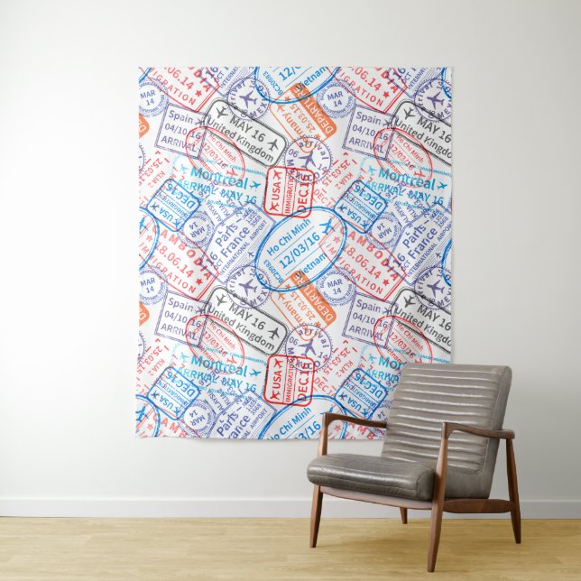 Travel icon tapestry (In Situ)